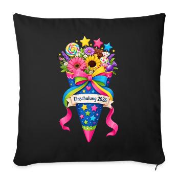 Einschulung 2026 Schultüte - Sofakissenbezug 45 x 45 cm - Schwarz - Vorne