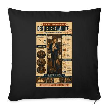 Der Redegewandte – gute Worte öffnen Türen   - Sofakissenbezug 45 x 45 cm - Schwarz - Vorne