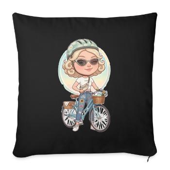 Pastel Cyclist Cutie - Sofa pillowcase 17,3'' x 17,3'' (45 x 45 cm) - black - Front
