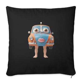 Friendly Car Mascot Face - Sofa pillowcase 17,3'' x 17,3'' (45 x 45 cm) - black - Front