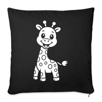 Giraffe Silhouette Kinder Safari Motiv - Sofakissenbezug 45 x 45 cm - Schwarz - Vorne