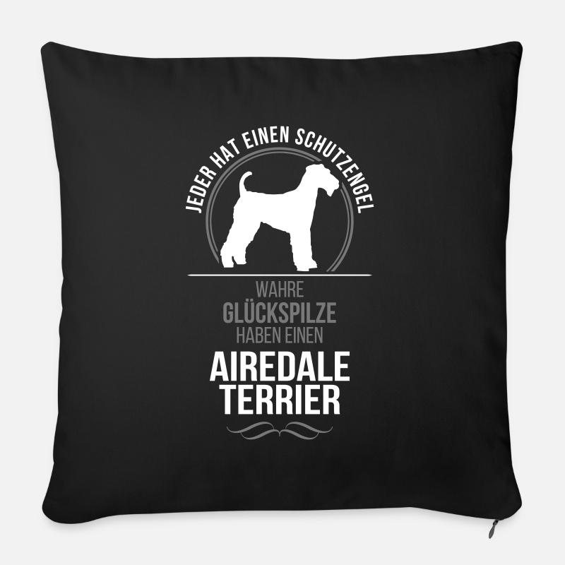 AIREDALE TERRIER Schutzengel Wilsigns - Sofakissenbezug 45 x 45 cm - Schwarz
