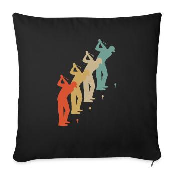 Retro Vintage Style Golf Golfer Golfspieler - Sofakissenbezug 45 x 45 cm - Schwarz - Vorne