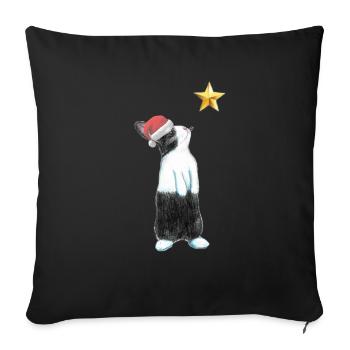 Christmas , , stars, funny, Santa Claus - Sofa pillowcase 17,3'' x 17,3'' (45 x 45 cm) - black - Front