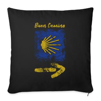 Buen Camino - Jakobsweg - Pilgertour - Santiago - Sofakissenbezug 45 x 45 cm - Schwarz - Vorne