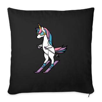 Apres Ski Party Crew Licorne amusant cabane de ski - Housse de coussin décorative 45 x 45 cm - noir - Devant