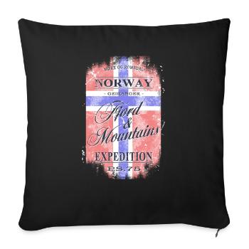 Norway Geiranger Fjord - Vintage Flag - Sofa pillowcase 17,3'' x 17,3'' (45 x 45 cm) - black - Front