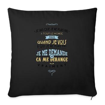 Citations made in Belgique - Housse de coussin décorative 45 x 45 cm - noir - Devant