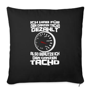 auto geschwindigkeit tacho spruch - Sofakissenbezug 45 x 45 cm - Schwarz - Vorne