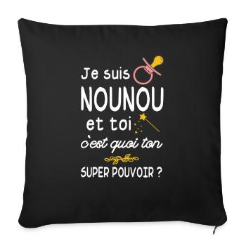 je suis nounou / humour nourrice - Housse de coussin décorative 45 x 45 cm - noir - Devant