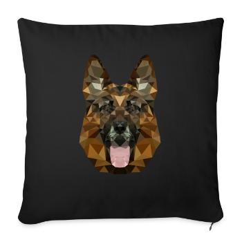 Polygon Porträt Deutscher Schäferhund - Sofakissenbezug 45 x 45 cm - Schwarz - Vorne