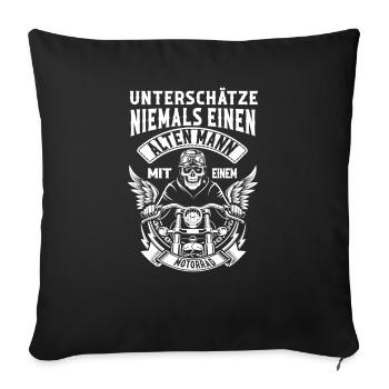 Alter Mann Biker Opa - Sofakissenbezug 45 x 45 cm - Schwarz - Vorne