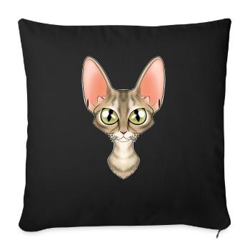 Cat Lover I Cat Face I Devon Rex Cat - Sofa pillowcase 17,3'' x 17,3'' (45 x 45 cm) - black - Front