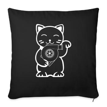 Turbo Chargeur Cat Tuning Voiture JDM Performance Japon - Housse de coussin décorative 45 x 45 cm - noir - Devant