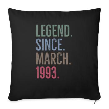 Légende depuis mars 1993 - Housse de coussin décorative 45 x 45 cm - noir - Devant