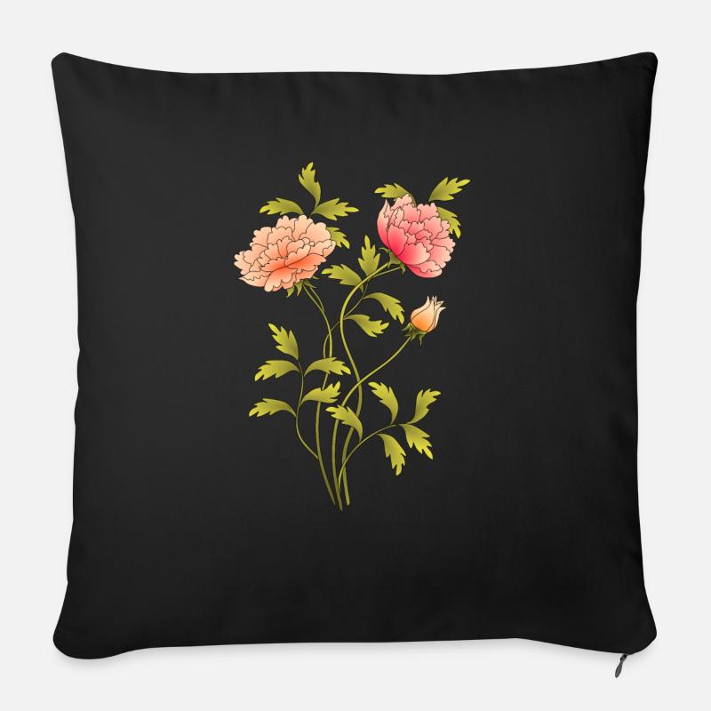 Blumen - Sofakissenbezug 45 x 45 cm - Schwarz