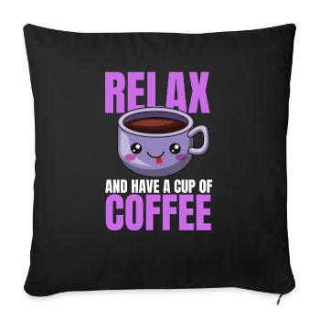 Entspannung Kaffee Design - Sofakissenbezug 45 x 45 cm - Schwarz - Vorne