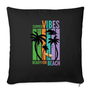 Ambiance estivale prête pour la plage - Housse de coussin décorative 45 x 45 cm - noir - Devant