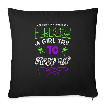 mer baignade papa t-shirts piscine t-shirts apnée - Housse de coussin décorative 45 x 45 cm - noir - Devant