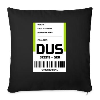 Flughafen Reise Etikett Aufkleber Düsseldorf DUS - Sofakissenbezug 45 x 45 cm - Schwarz - Vorne