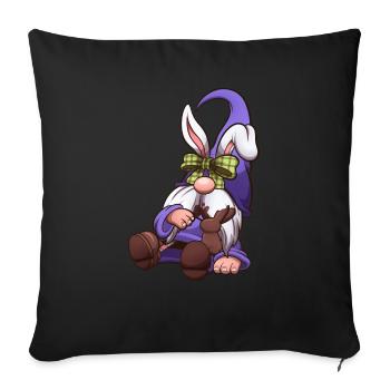 Gnome de Pâques qui mangeait trop de chocolat - Housse de coussin décorative 45 x 45 cm - noir - Devant