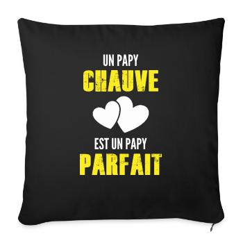 un papy chauve est un papy parfait / grand-père - Housse de coussin décorative 45 x 45 cm - noir - Devant