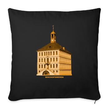 Bischofswerda Rathaus Oberlausitz Sachsen - Sofakissenbezug 45 x 45 cm - Schwarz - Vorne