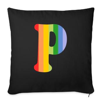 Letter P Rainbow - Sofa pillowcase 17,3'' x 17,3'' (45 x 45 cm) - black - Front