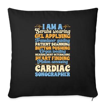 Cardiologue Échographie médicale Échographie - Housse de coussin décorative 45 x 45 cm - noir - Devant