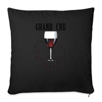 grand cru vin rouge verre humour alcool slogan 61 - Housse de coussin décorative 45 x 45 cm - noir - Devant