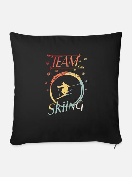 Skiing Ski - Sofakissenbezug 45 x 45 cm - Schwarz