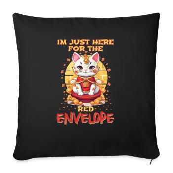 Chat porte-bonheur du Nouvel An chinois juste ici pour le - Housse de coussin décorative 45 x 45 cm - noir - Devant