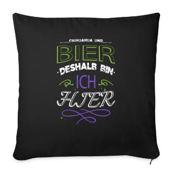 Déclaration Chihuahua Alcohol Excesses Malt Beer - Housse de coussin décorative 45 x 45 cm - noir - Devant