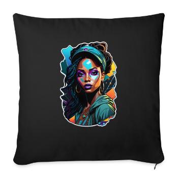 Afro Frau - Schönheit - Sofakissenbezug 45 x 45 cm - Schwarz - Vorne