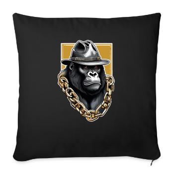 Gorilla with Gold Chain - Sofa pillowcase 17,3'' x 17,3'' (45 x 45 cm) - black - Front