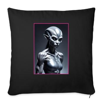 Femme extraterrestre - Housse de coussin décorative 45 x 45 cm - noir - Devant