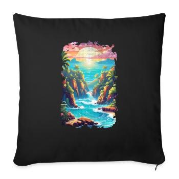 plage vacances soleil mer - Housse de coussin décorative 45 x 45 cm - noir - Devant