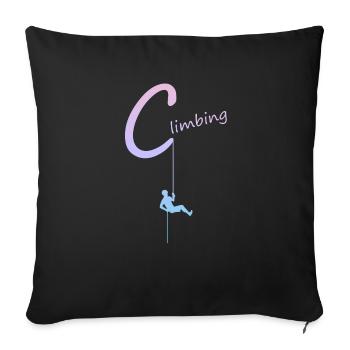 climbing, abseilen, klettern, kletterer - Sofakissenbezug 45 x 45 cm - Schwarz - Vorne
