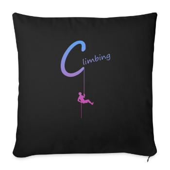 climbing, abseilen, klettern, kletterer - Sofakissenbezug 45 x 45 cm - Schwarz - Vorne