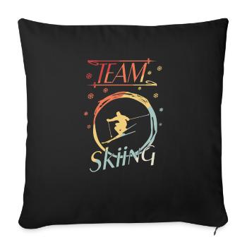 Ski fahren - Ski - Wintersport - Skiing - Sofakissenbezug 45 x 45 cm - Schwarz - Vorne