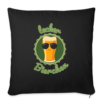 lecker Bierchen - Sofakissenbezug 45 x 45 cm - Schwarz - Vorne
