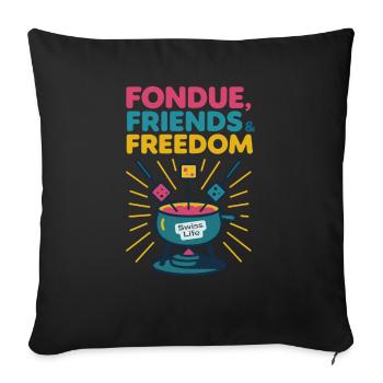 Fondue, Friends & Freedom - Housse de coussin décorative 45 x 45 cm - noir - Devant