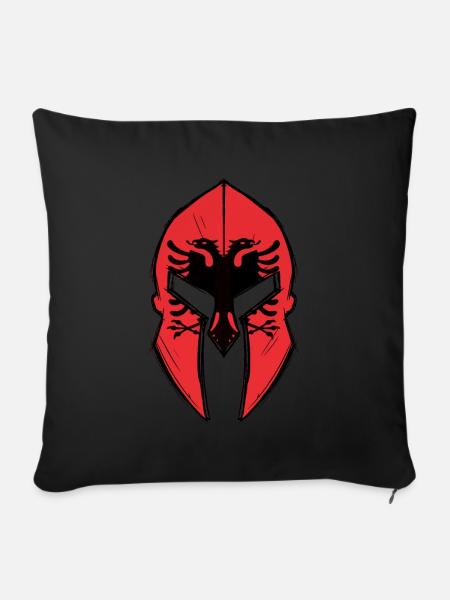 Albania flag in Spartan warrior Helmet - Sofakissenbezug 45 x 45 cm - Schwarz