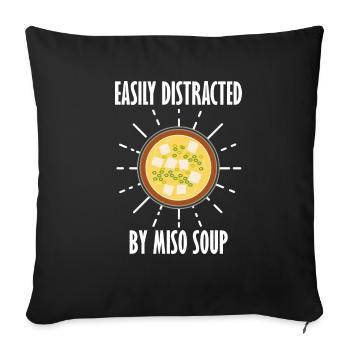 Distrait par la soupe miso Nourriture japonaise - Housse de coussin décorative 45 x 45 cm - noir - Devant