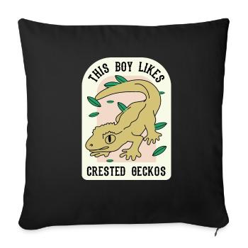 Un garçon aime les geckos huppés, la faune, les - Housse de coussin décorative 45 x 45 cm - noir - Devant
