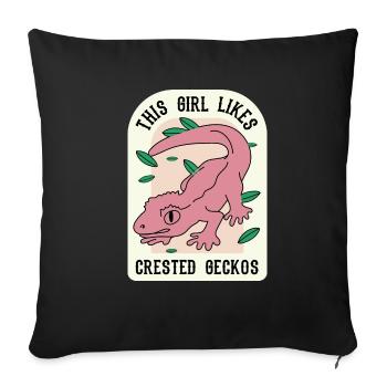 Girl Likes Geckos Cute Lizard Exotic Animal - Sofa pillowcase 17,3'' x 17,3'' (45 x 45 cm) - black - Front