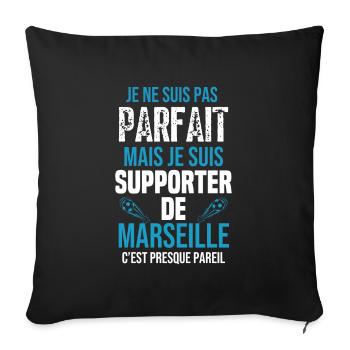 Cadeau Supporter Marseille Foot Marseillais - Housse de coussin décorative 45 x 45 cm - noir - Devant