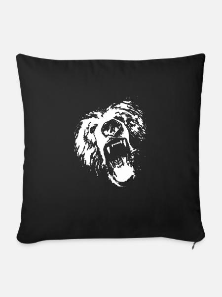 brüllender Bär - Sofakissenbezug 45 x 45 cm - Schwarz