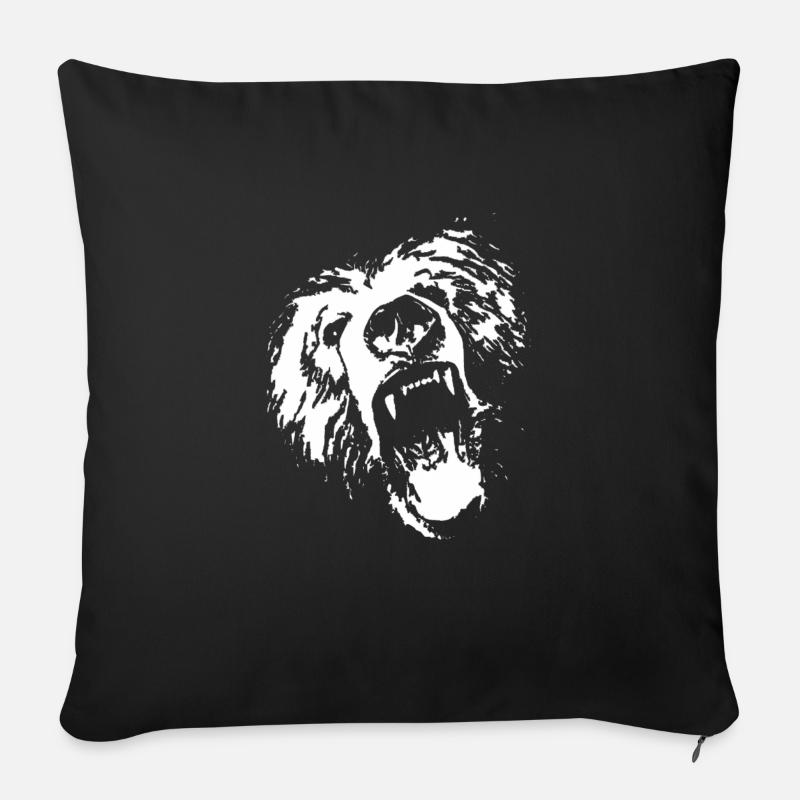brüllender Bär - Sofakissenbezug 45 x 45 cm - Schwarz
