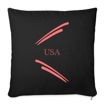 USA Design - Pink - Sofa pillowcase 17,3'' x 17,3'' (45 x 45 cm) - black - Front